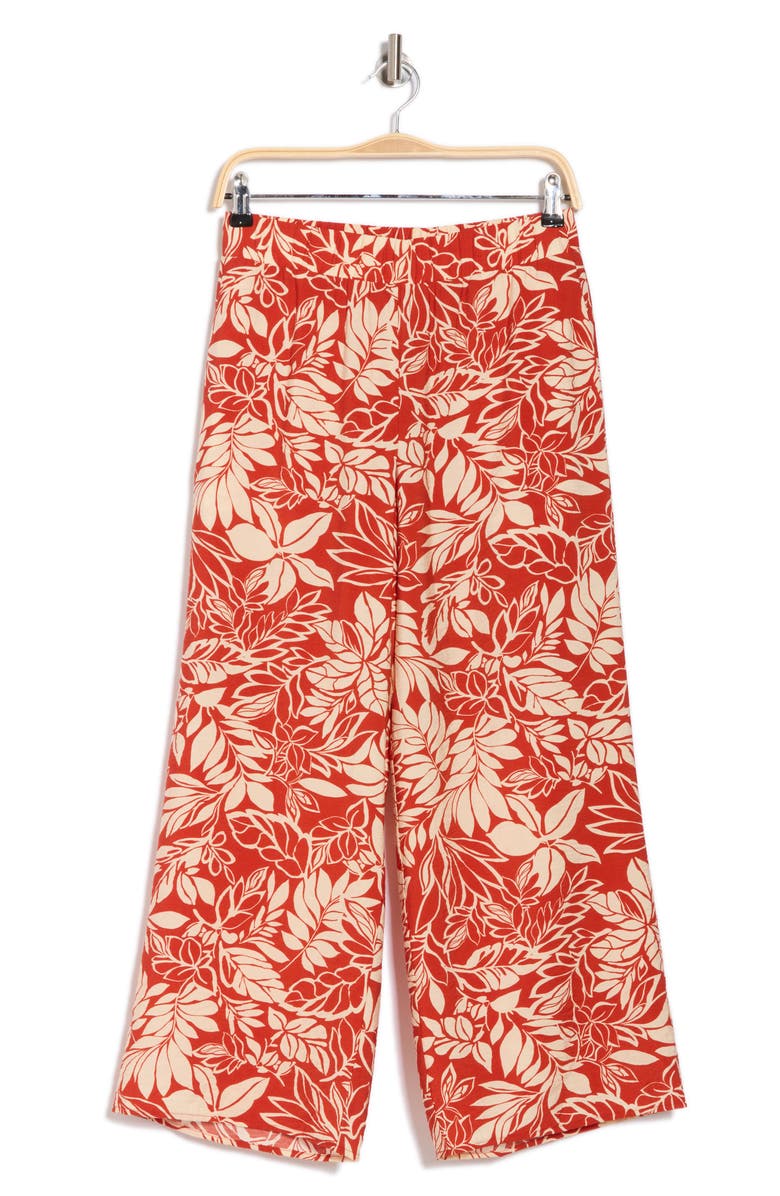 Pleione Print Wide Leg Pants, Alternate, color, Brick Red Print