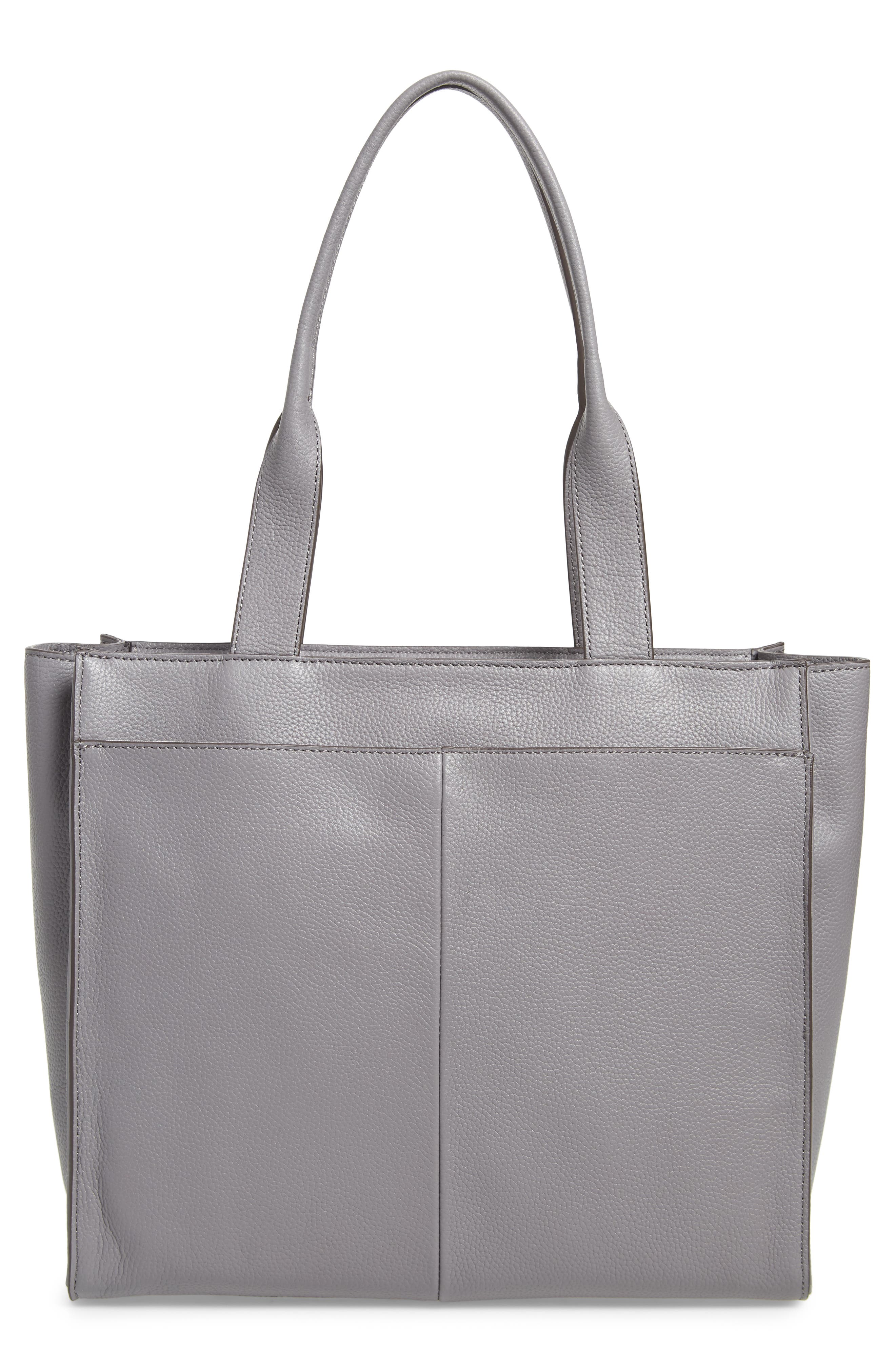 Finn Pebbled Leather Tote, Alternate, color, GREY FILIGREE