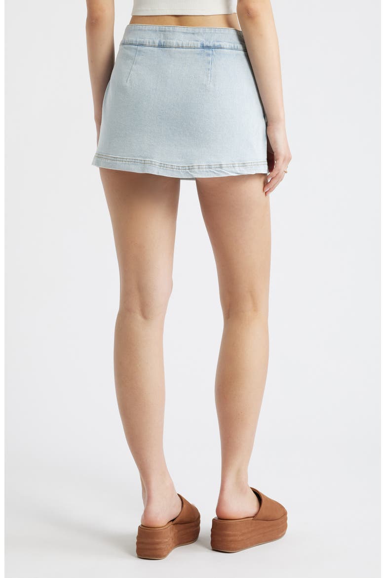 Low Rise Wrap Denim Skirt, Alternate, color, LIGHT WASH
