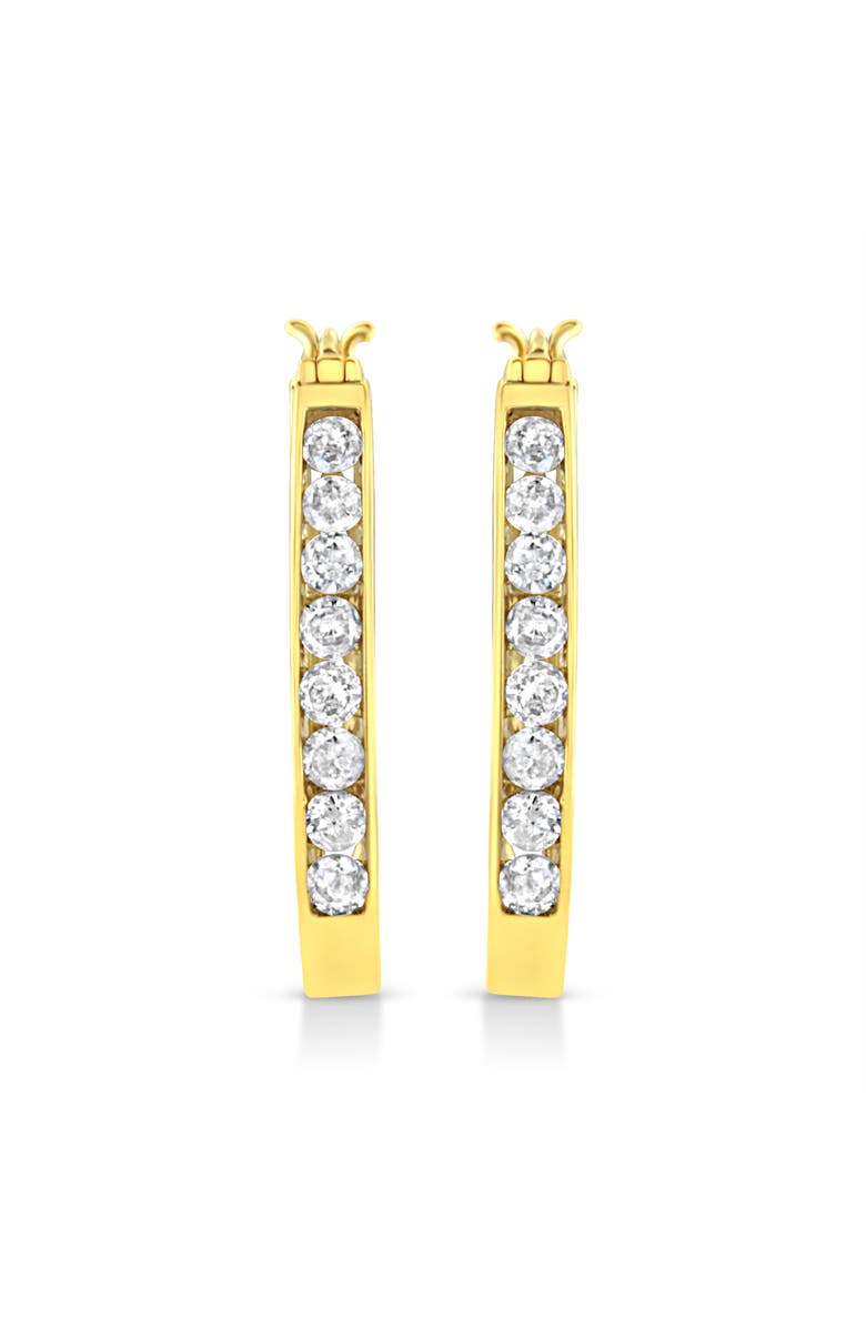 Haus of Brilliance 14k Yellow Gold Plated Silver 1.0 Ct Channel Diamond Hoop Earrings, Alternate, color, Yellow