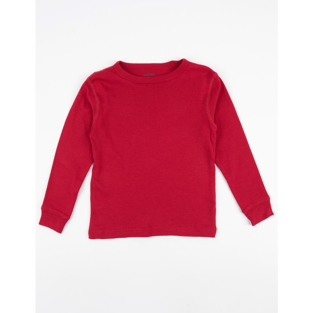 Leveret Kids Long Sleeve T-shirt, 100% Cotton, Solid Colors In Red