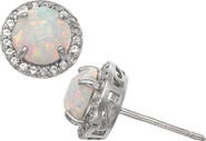 FZN Sterling Silver & Lab-Grown Opal Stud Earrings