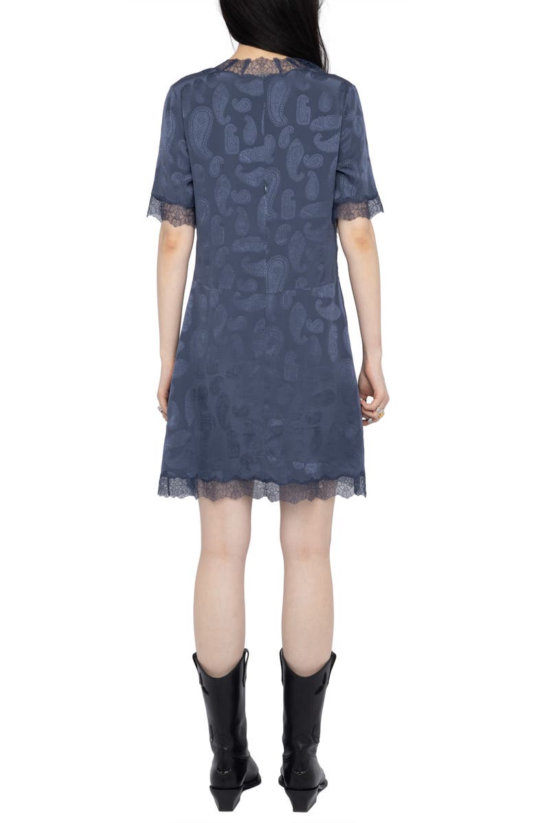 Zadig & Voltaire Redoxa Paisley Jacquard Silk Satin Minidress, Alternate, color, Storm