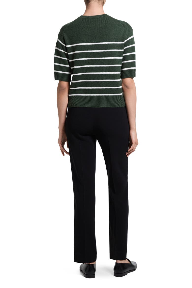 Striped Cashmere Crop Sweater, Alternate, color, IVY/IVORY - 2Z1