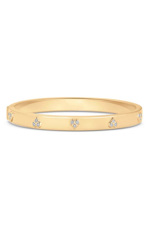 Honey Comb Heart Diamond Bangle Bracelet
