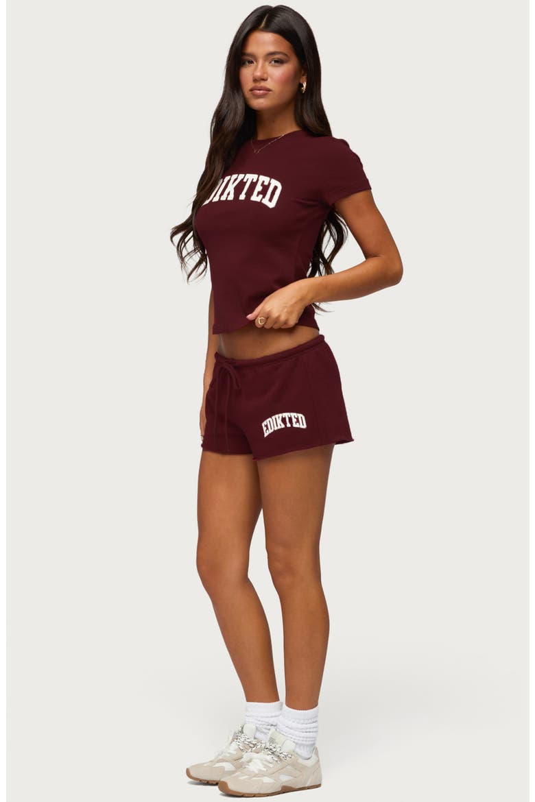Sporty Babe Drawstring Micro Shorts, Alternate, color, BURGUNDY