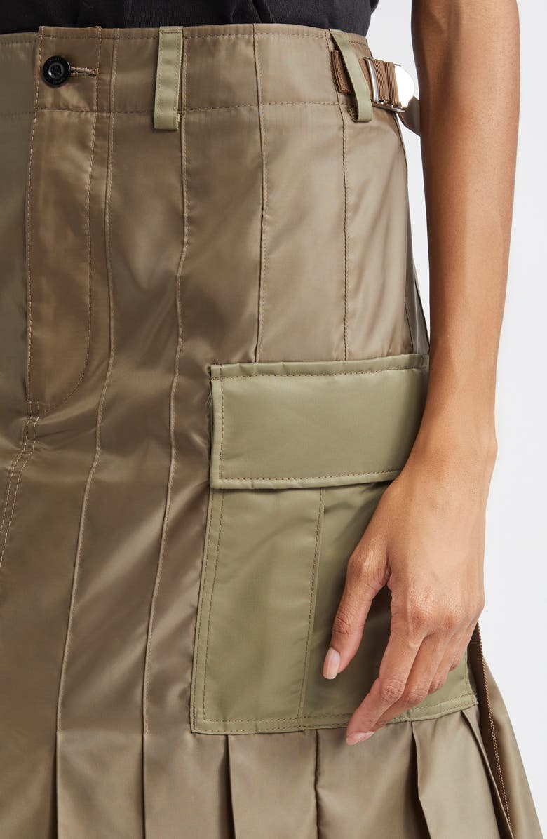 Sacai Pintuck Nylon Twill Cargo Skirt, Alternate, color, 