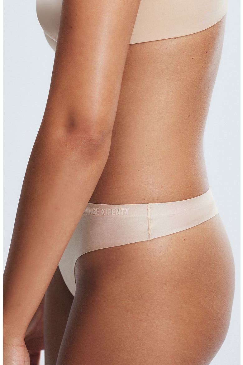 Microfiber No-Show Thong, Alternate, color, HONEY NUDE