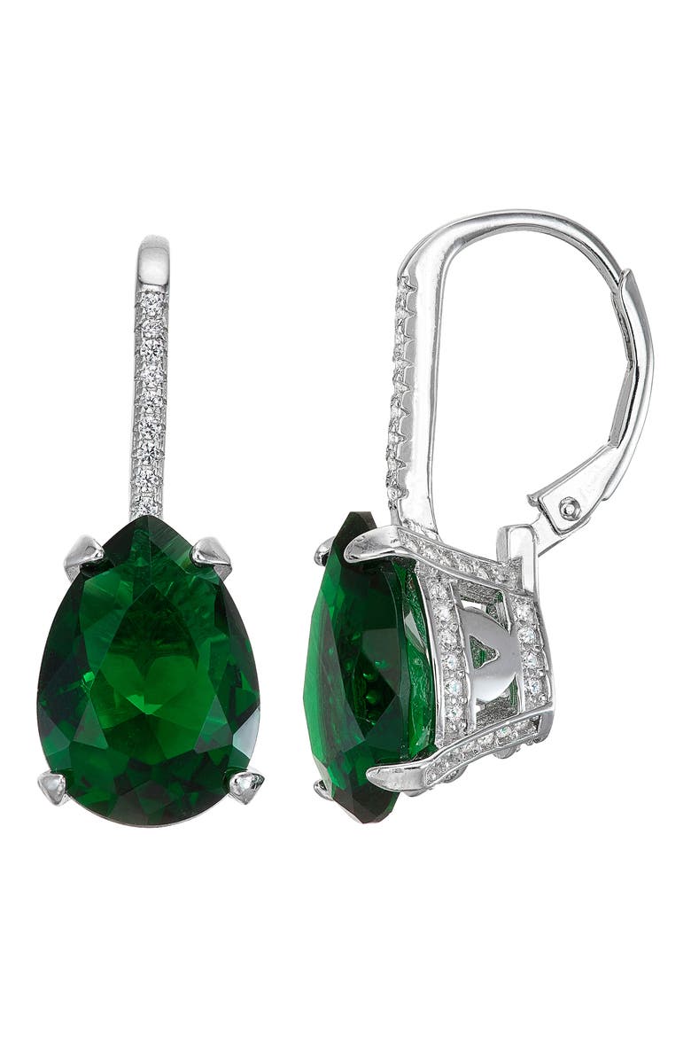 Simulated Stone Drop Earrings, Main, color, EMERALD