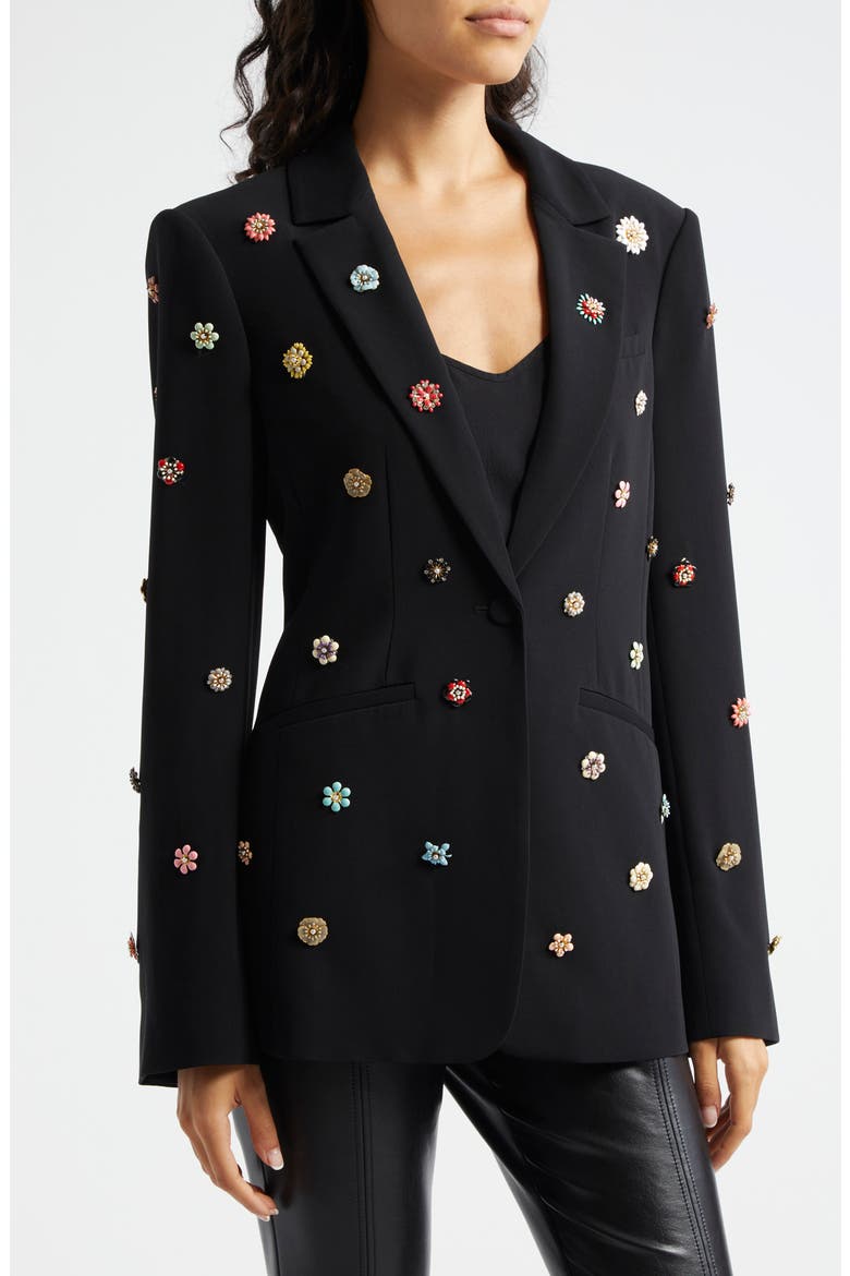 Karlie Enamel Flower Blazer, Alternate, color, BLACK/ MULTI
