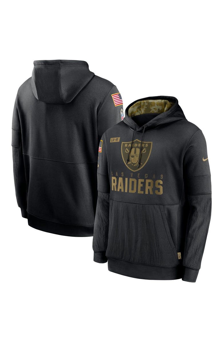 Nike Men's Nike Black Las Vegas Raiders 2020 Salute to Service Sideline Performance Pullover Hoodie, Main, color, 
