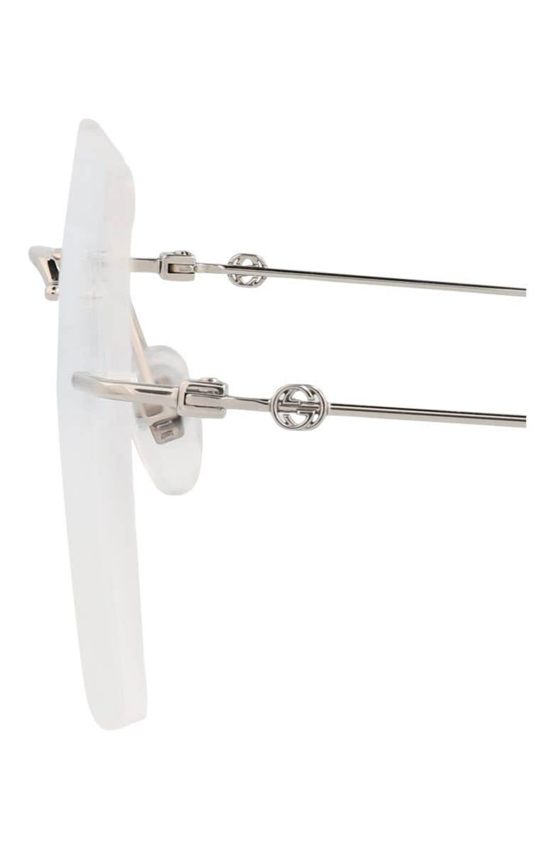 Gucci 55mm Square Optical Glasses, Alternate, color, Silver Silver Transparent