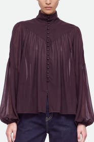 Nocturne Gathered Sheer Blouse