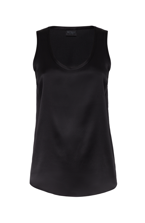 Brunello Cucinelli Satin Top In Black