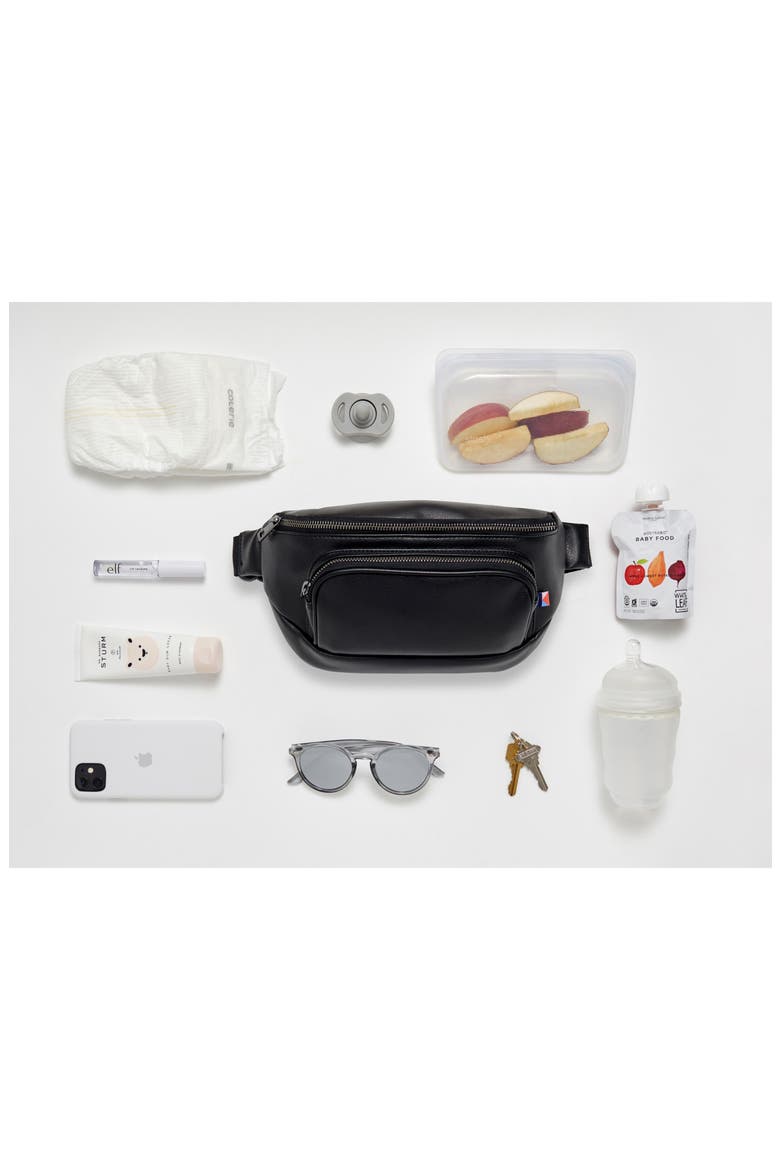 Faux Leather Diaper Belt Bag, Alternate, color, BLACK