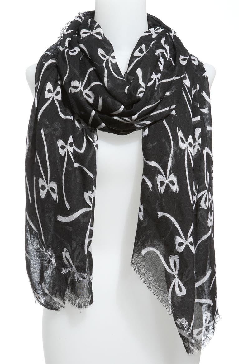 'Bow' Scarf, Main, color, BLACK