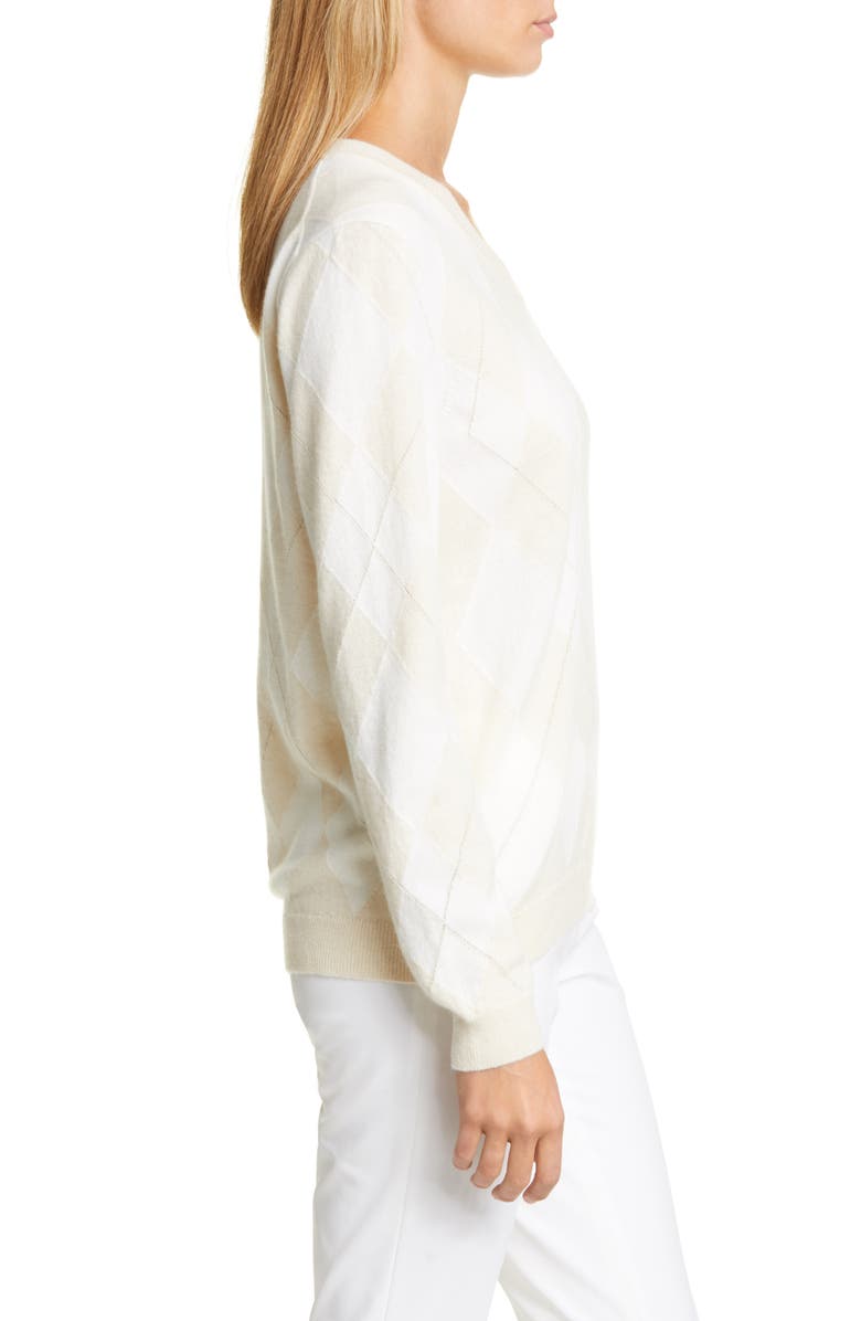 Lafayette 148 New York Metallic Argyle Sweater, Alternate, color, 