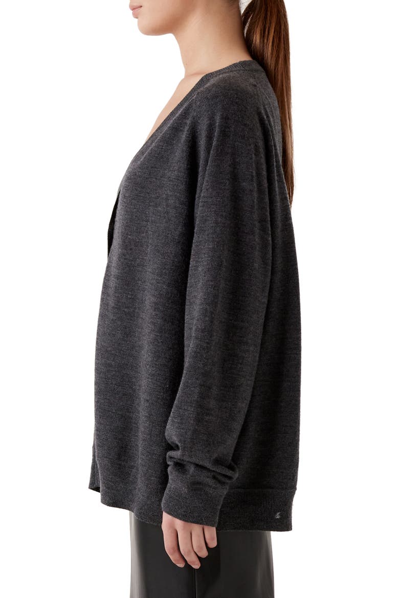 Mona Oversize Wool Blend Cardigan, Alternate, color, DARK GREY