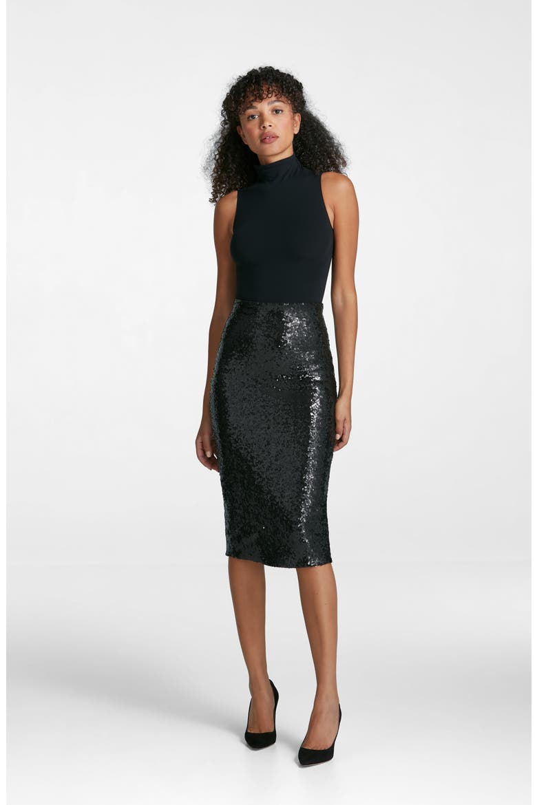 Sequin Midi Skirt, Alternate, color, BLACK