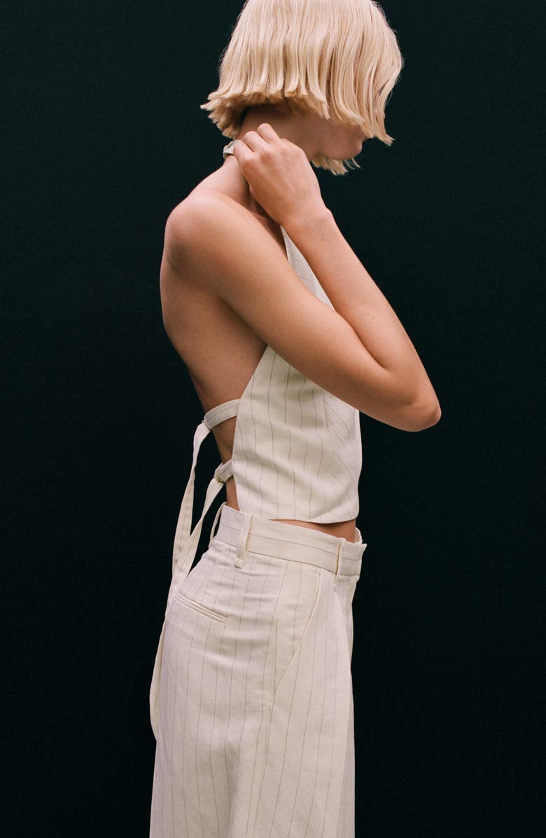 MANGO Stripe Bermuda Shorts, Alternate, color, Off White