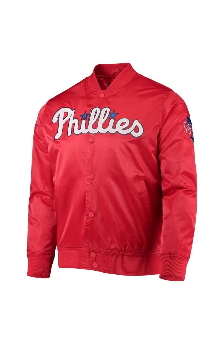 PRO STANDARD Men's Pro Standard Red Philadelphia Phillies Wordmark Satin Full-Snap Jacket, Alternate, color, Red
