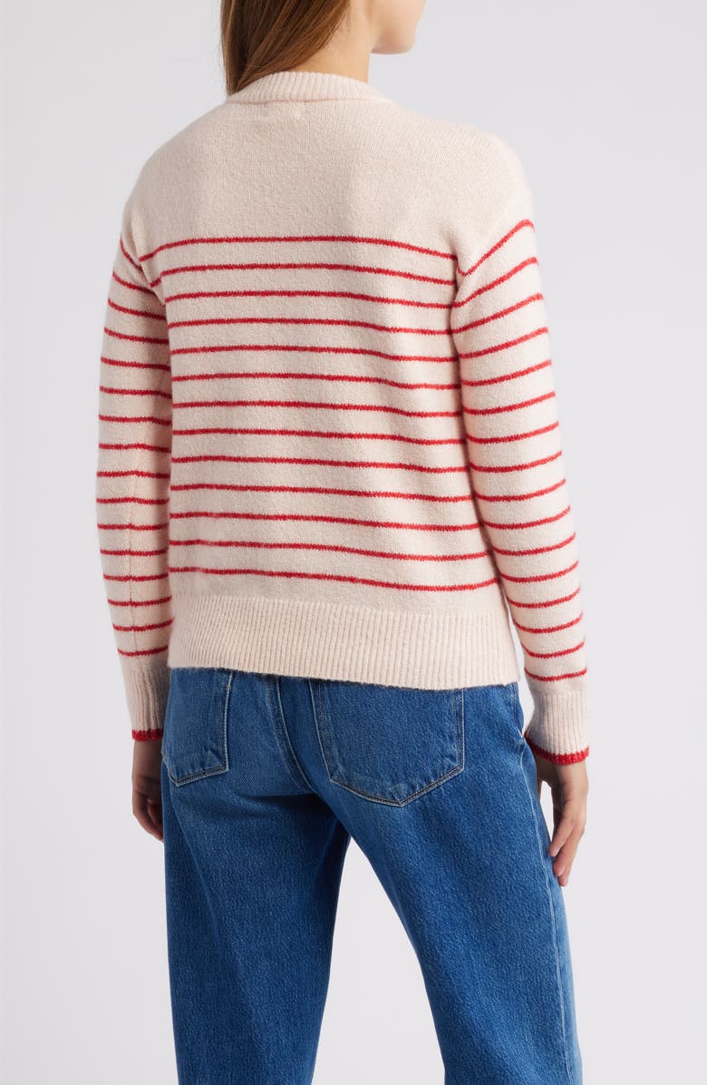 Caslon<sup>®</sup> Stripe Relaxed Fit Sweater, Alternate, color, Pink Fresco- Red Stripe