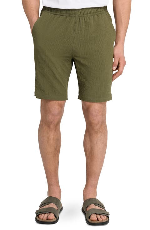 Slim Fit Drawstring Seersucker Shorts