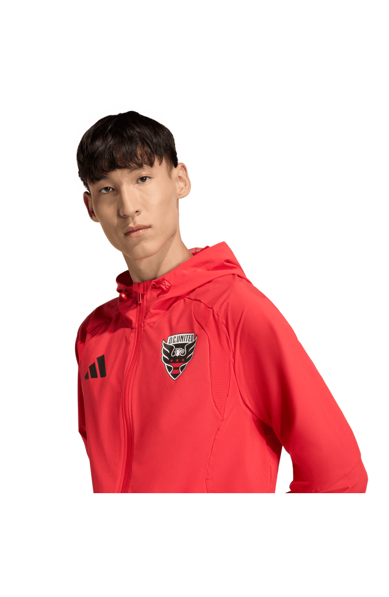 adidas Men's adidas Light Red D.C. United Tiro Travel Full-Zip Hooded Windbreaker, Alternate, color, Light Red