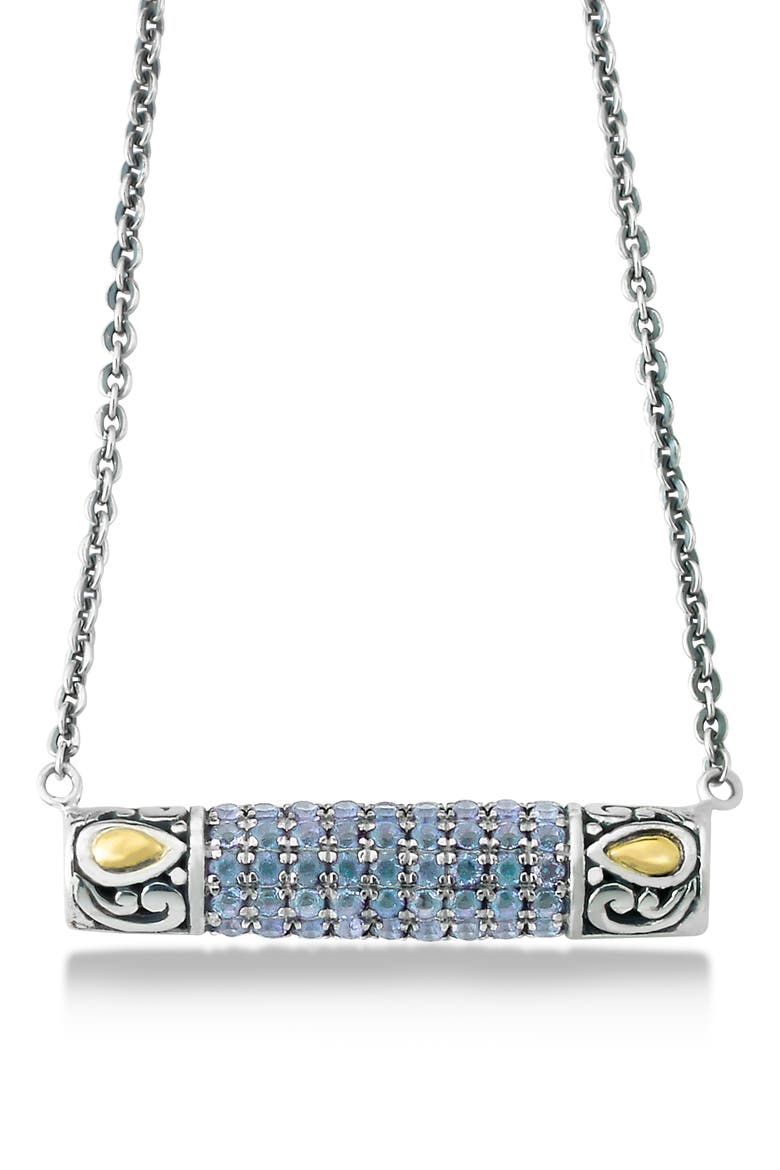 Sterling Silver & 18K Gold Pavé Aquamarine Pendant Necklace, Main, color, AQUAMARINE