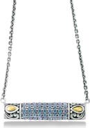 SAMUEL B. Sterling Silver & 18K Gold Pavé Aquamarine Pendant Necklace