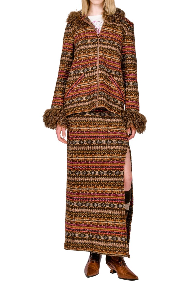 Anna Sui Fair Isle Fleece Hooded Jacket, Main, color, 