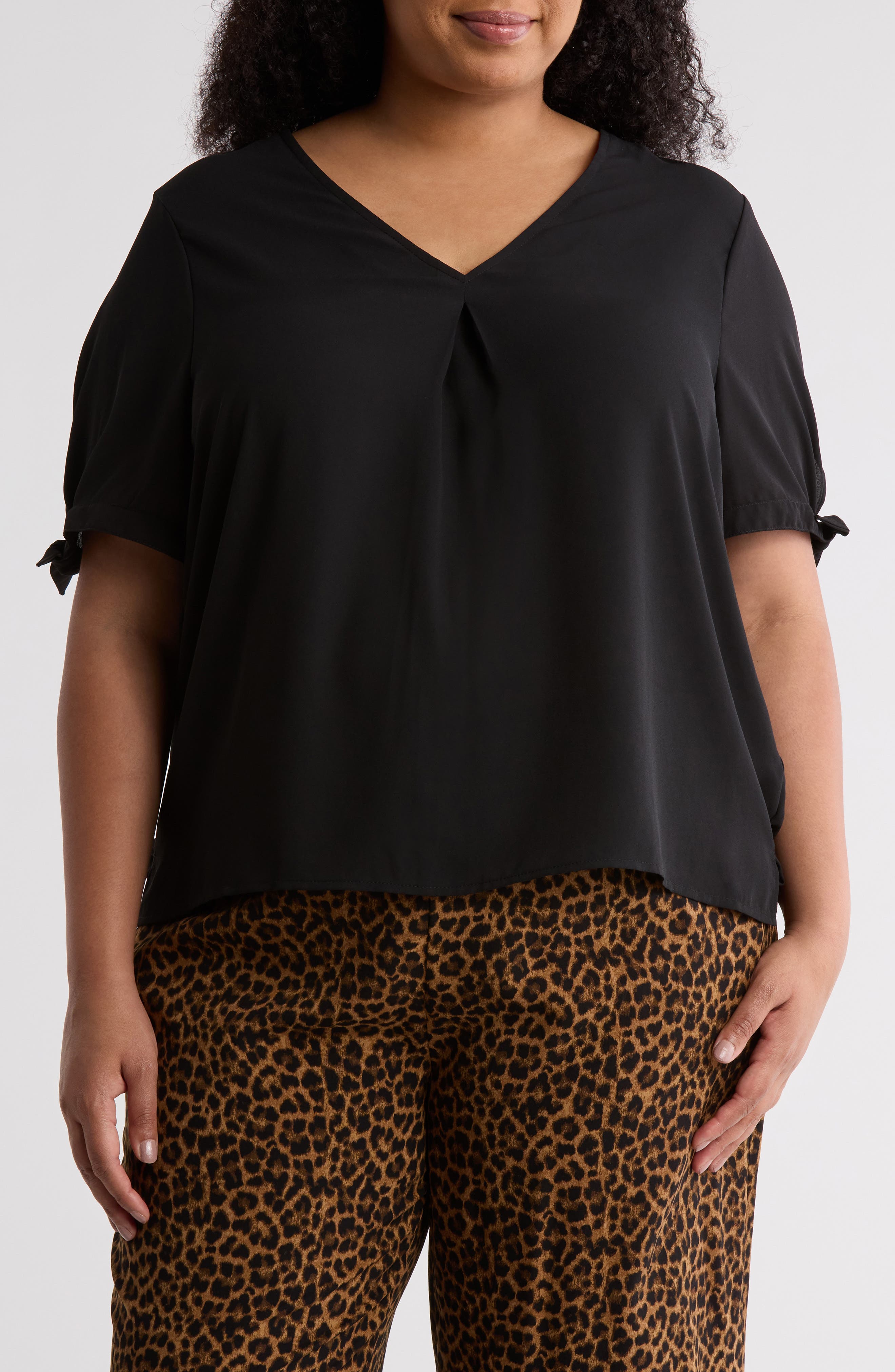 NORDSTROM RACK V-Neck Tie Short Sleeve Top