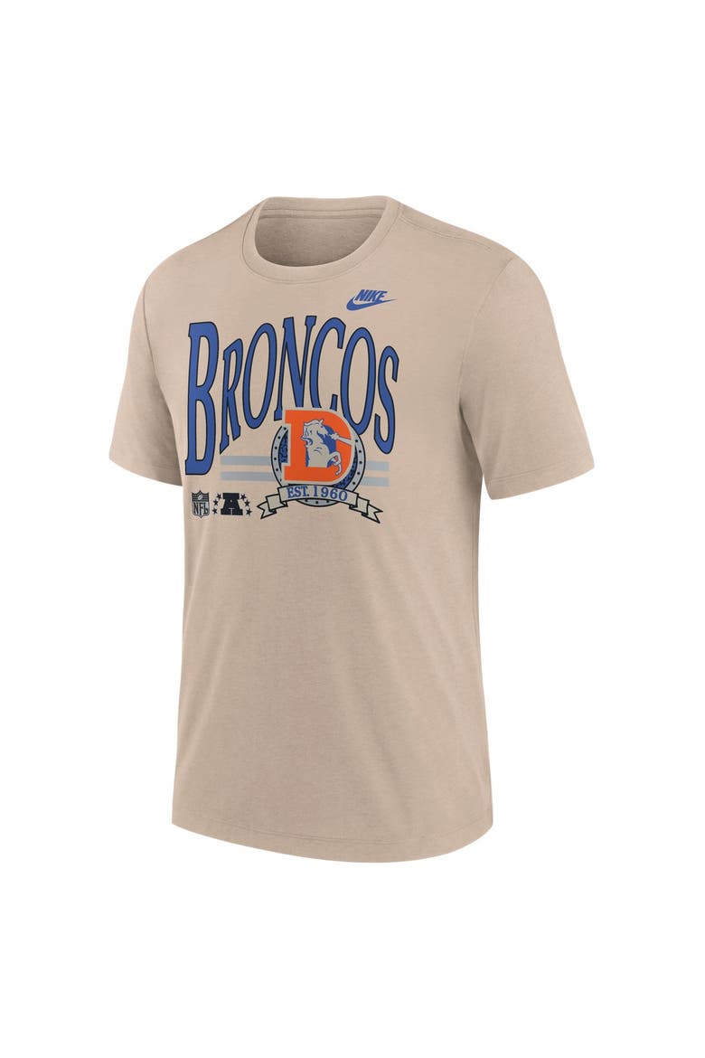 Men's Nike Sand Denver Broncos Rewind Tri-Blend T-Shirt, Alternate, color, Sand