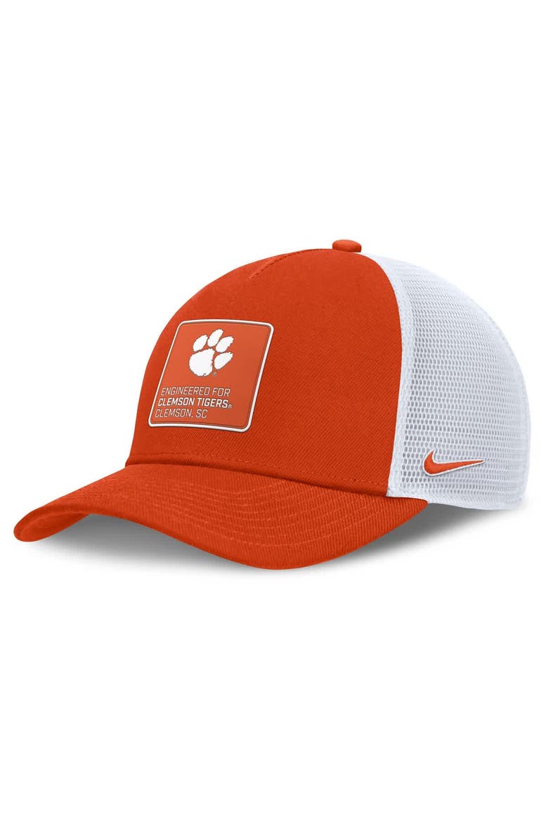 Men's Nike  Orange/White Clemson Tigers 2025 On-Field Rise Engineered Trucker Adjustable Hat, Main, color, Orange
