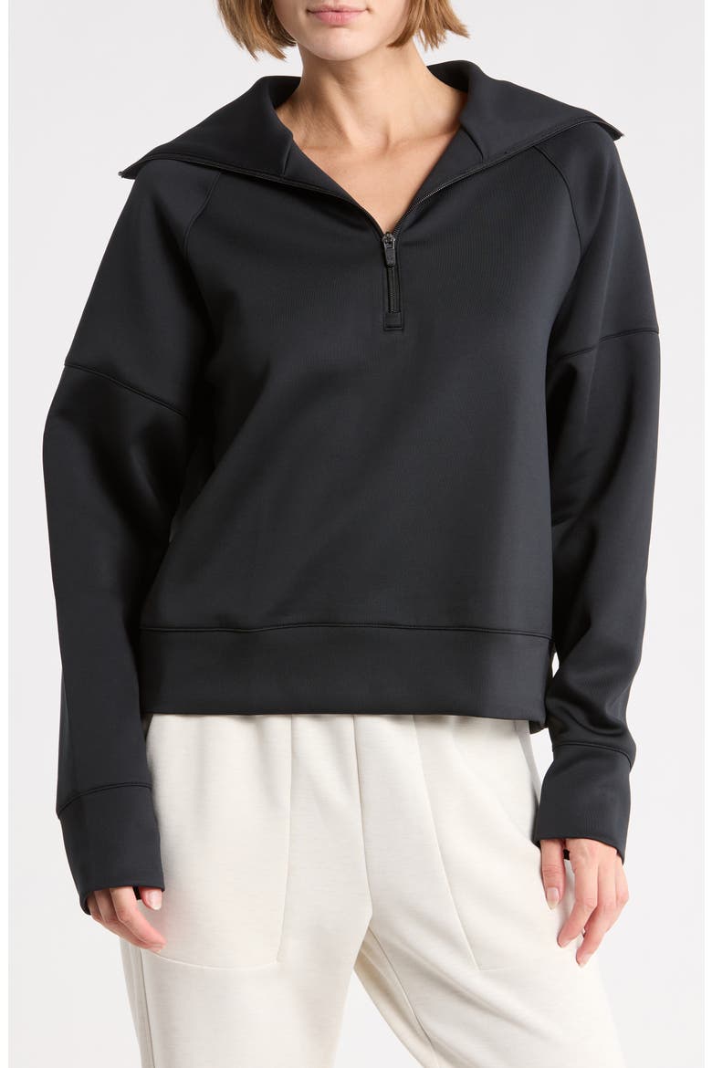 In the Flow Quarter Zip Pullover, Main, color, BLACK