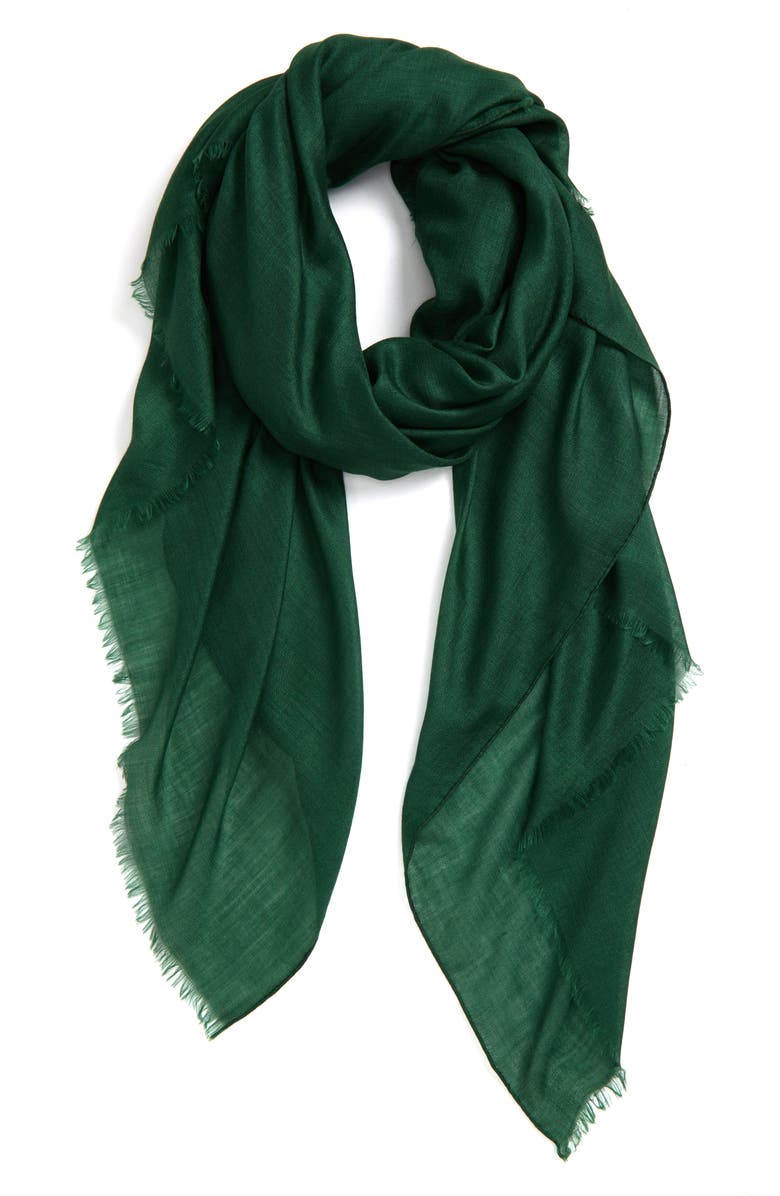 Akris Cashmere & Silk Fringe Scarf, Alternate, color, 255 Pine Green