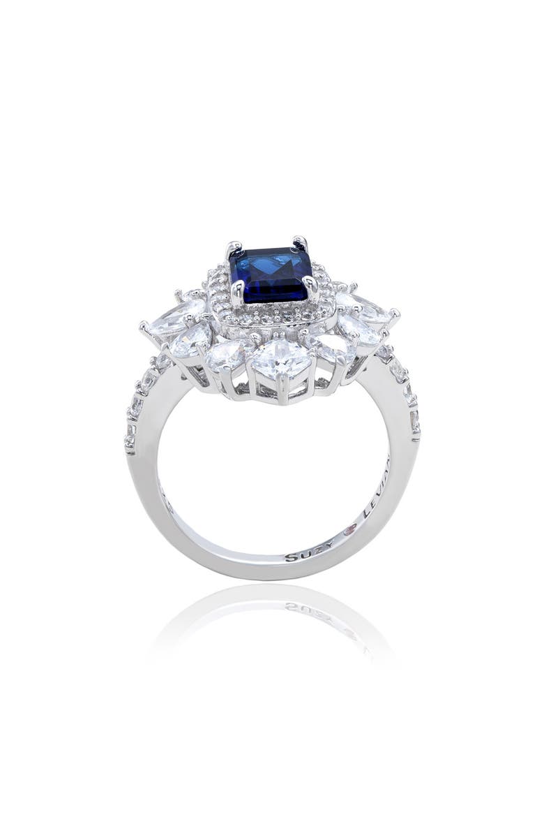 Sterling Silver Multi Cut Cubic Zirconia Anniversary Ring, Alternate, color, BLUE
