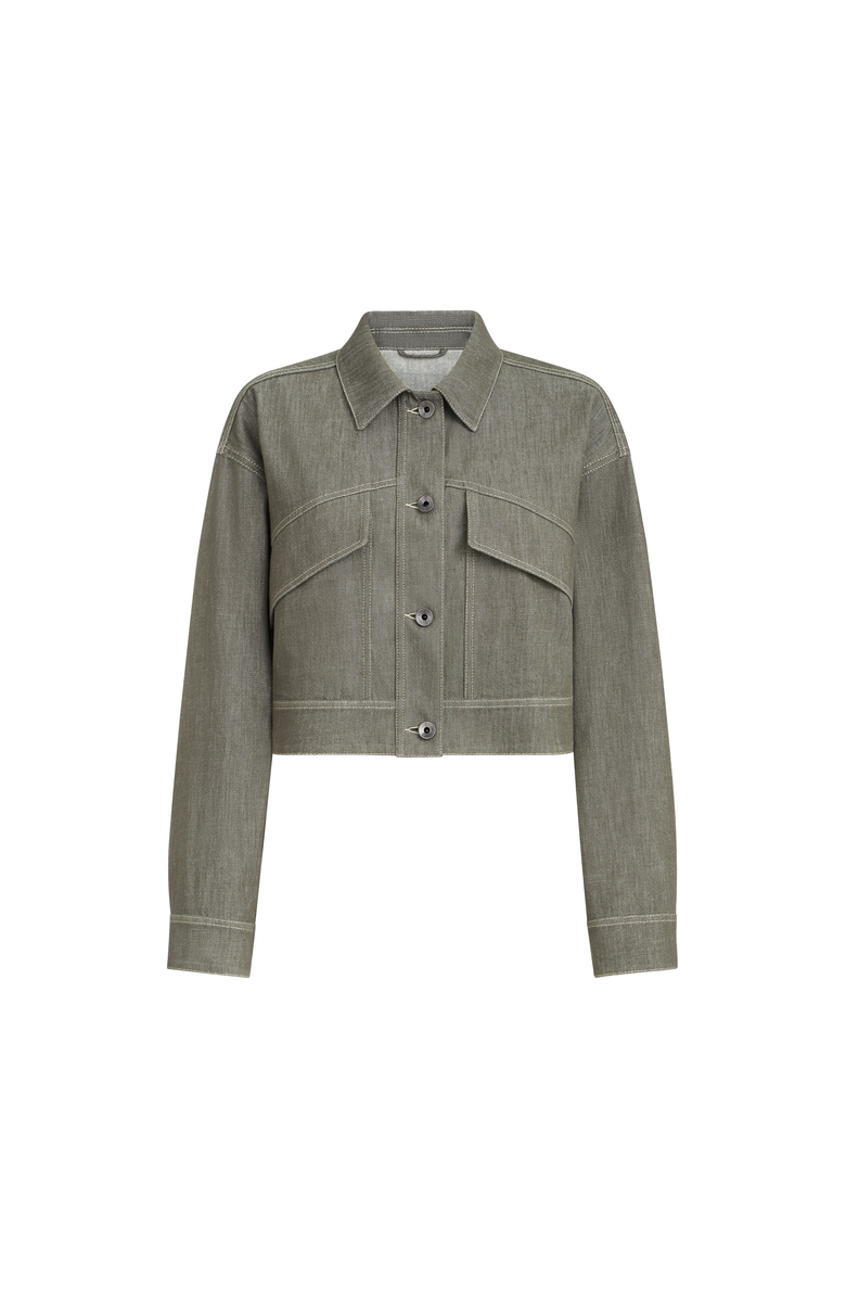 Brunello Cucinelli Denim-effect twill outerwear jacket, Alternate, color, Olive