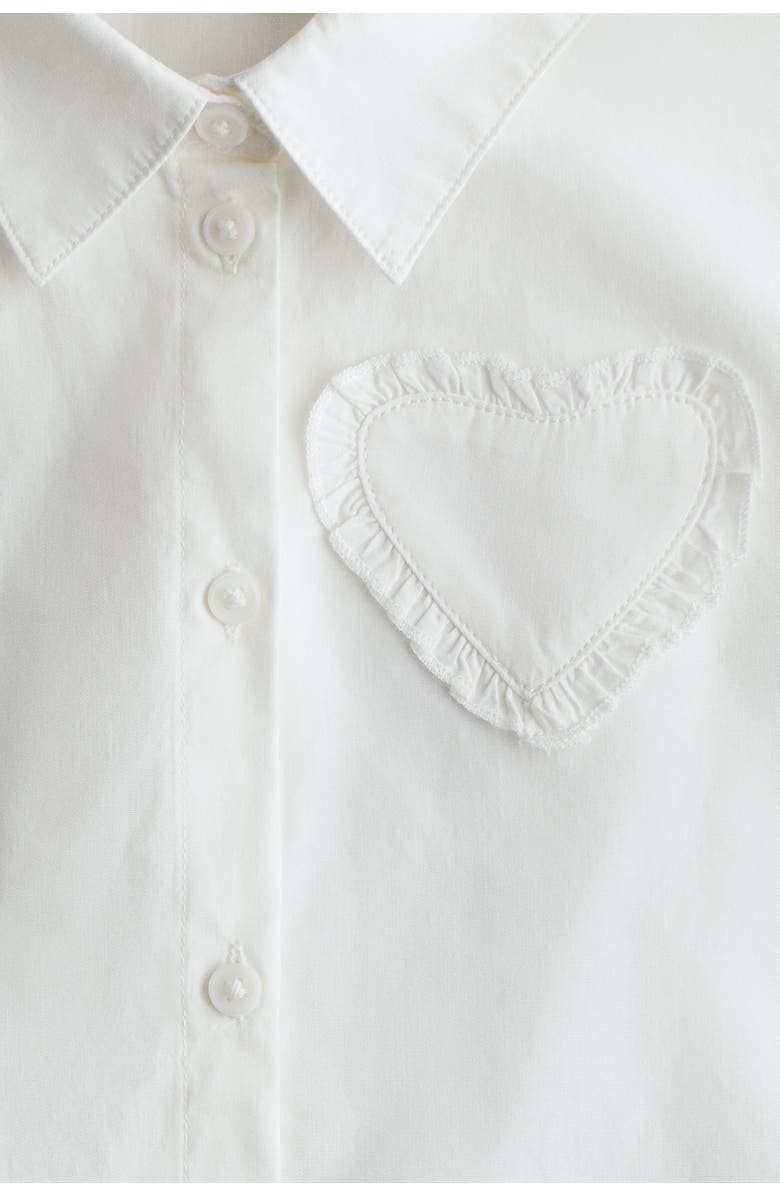 H&M Heart-appliqué poplin shirt, Alternate, color, Cream
