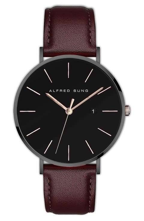 Metropolitan Leather Strap Watch, 42mm
