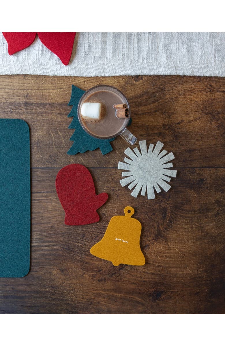 Graf Lantz Merino Wool Deck The Halls Coaster Multi 4 Pack, Alternate, color, Multi