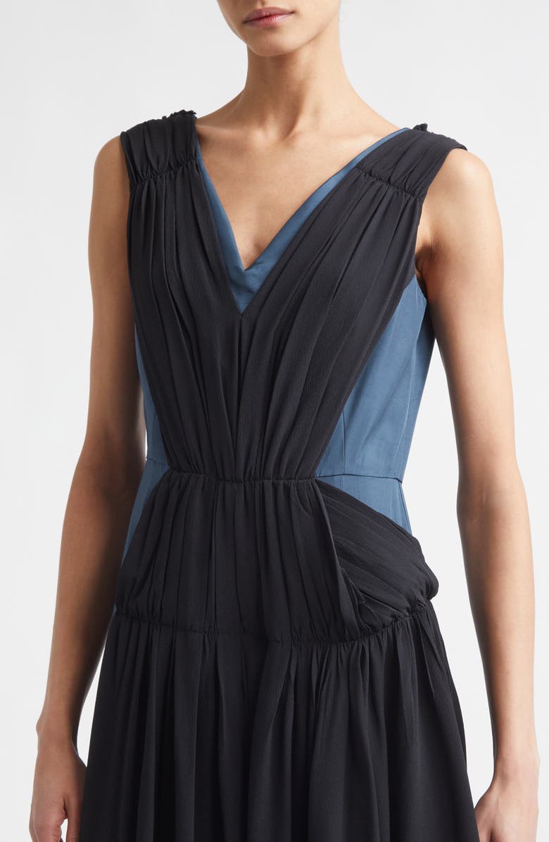 Marni Two-Tone Mixed Media Asymmetric Midi Dress, Alternate, color, 00B42 Turquoise