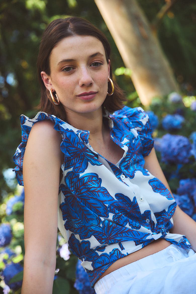 Cc Frida Crispy Cotton Shirt, Alternate, color, Blue Eenika