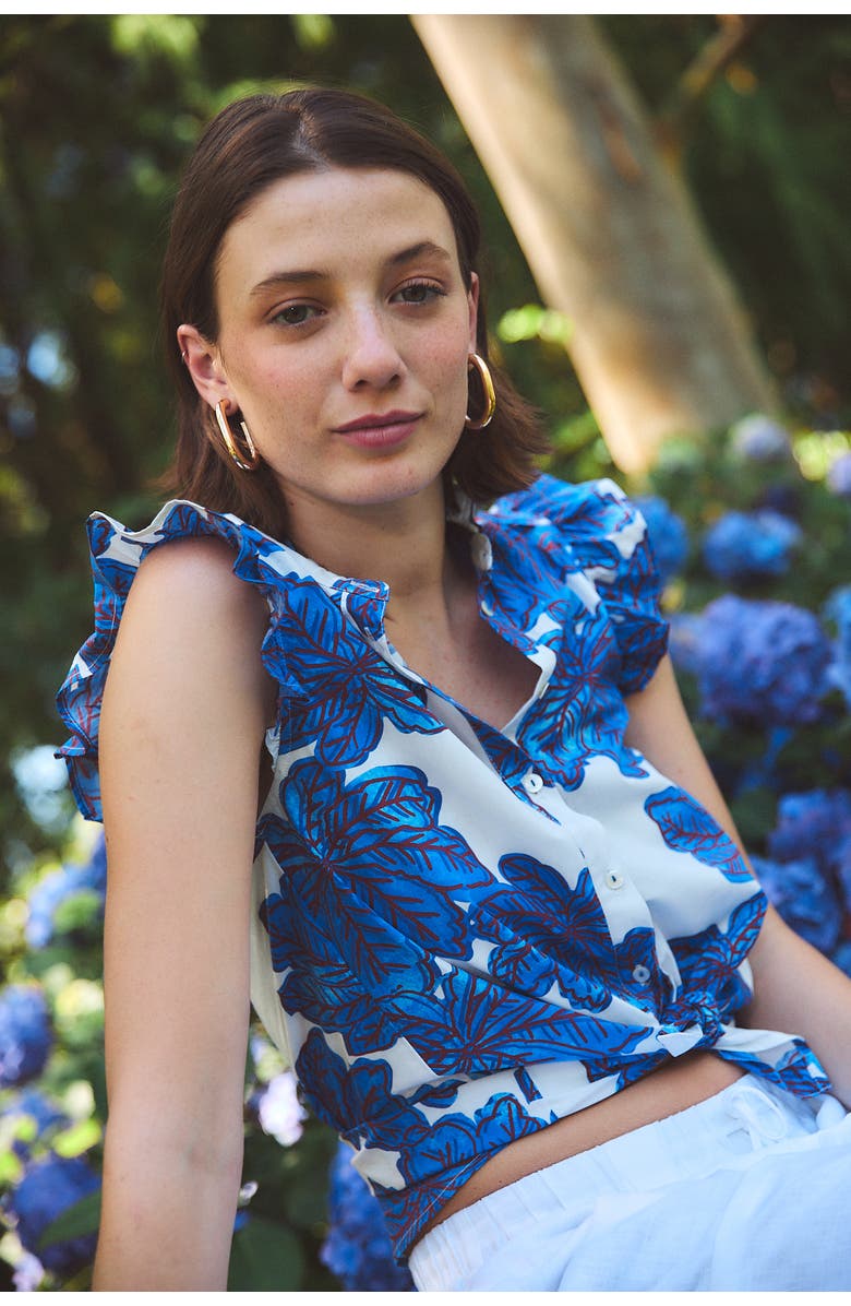 Ro's Garden Cc Frida Crispy Cotton Shirt, Alternate, color, Blue Eenika