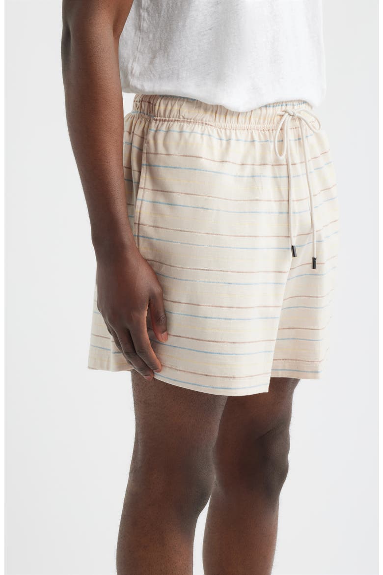 Washed Stripe Cotton Lounge Shorts, Alternate, color, SAND STRIPE