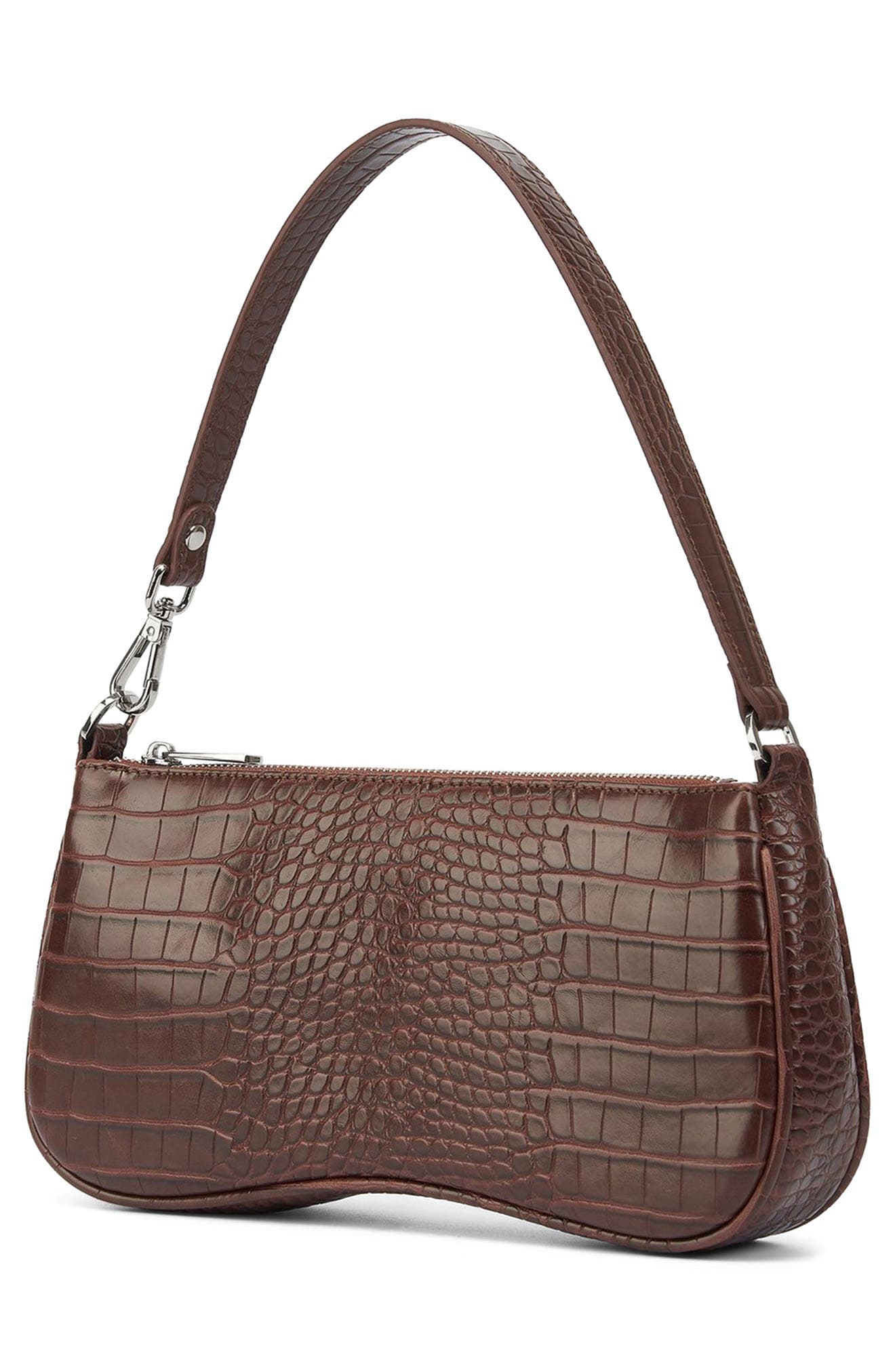 Eva Croc Embossed Faux Leather Convertible Shoulder Bag, Alternate, color, BROWN CROC