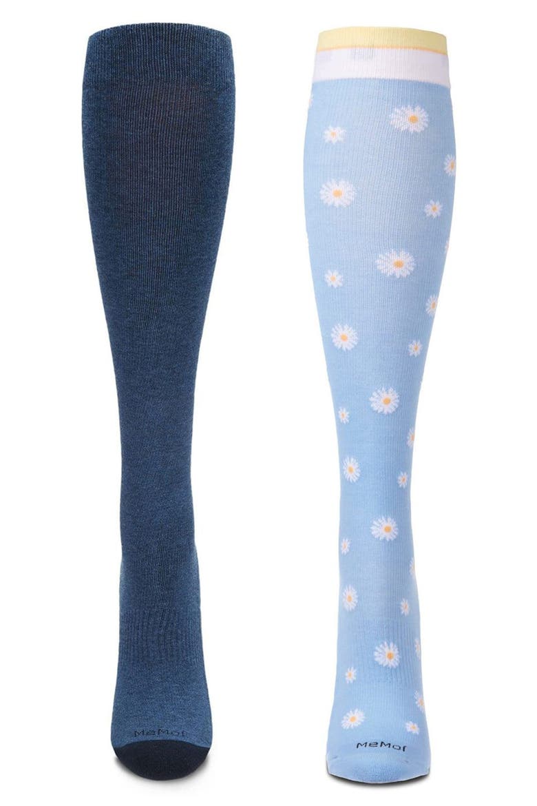 2-Pack Assorted Knee-High Compression Socks, Alternate, color, BLUE