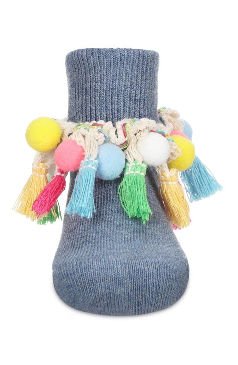 MeMoi Pom-Pom-Palooza Ankle Socks, Alternate, color, Denim