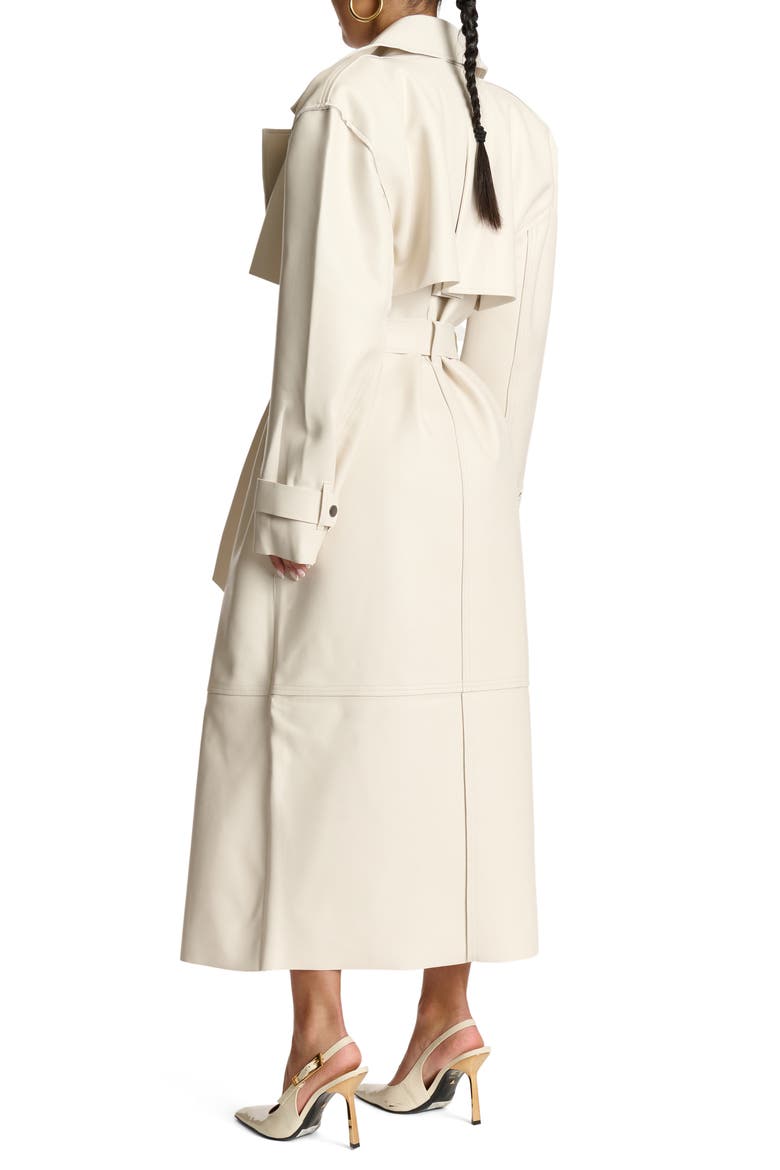 Faux Leather Trench Coat, Alternate, color, BONE
