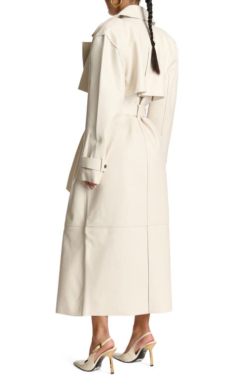 Naked Wardrobe Faux Leather Trench Coat In Bone